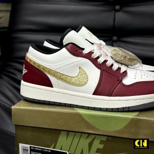 Giay Air Jordan 1 Low Se White Dark Red Gold Giày Air Jordan 1 Low SE White Dark Red Gold