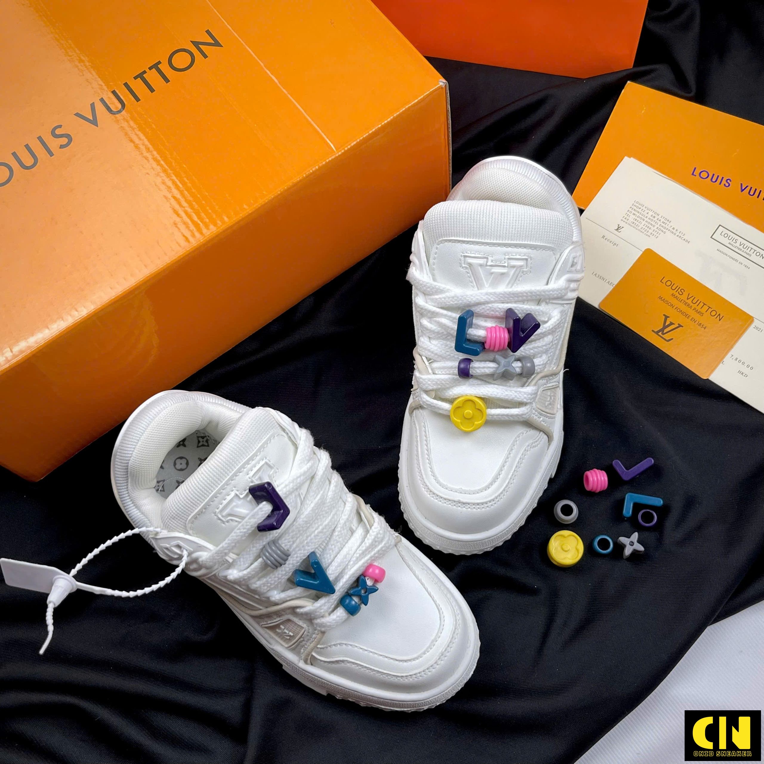 Giày Lv Trainer Maxi White Cream Trắng Kem Bản Đẹp Premium Giày LV Trainer Maxi White Cream Trắng Kem Bản Đẹp Premium