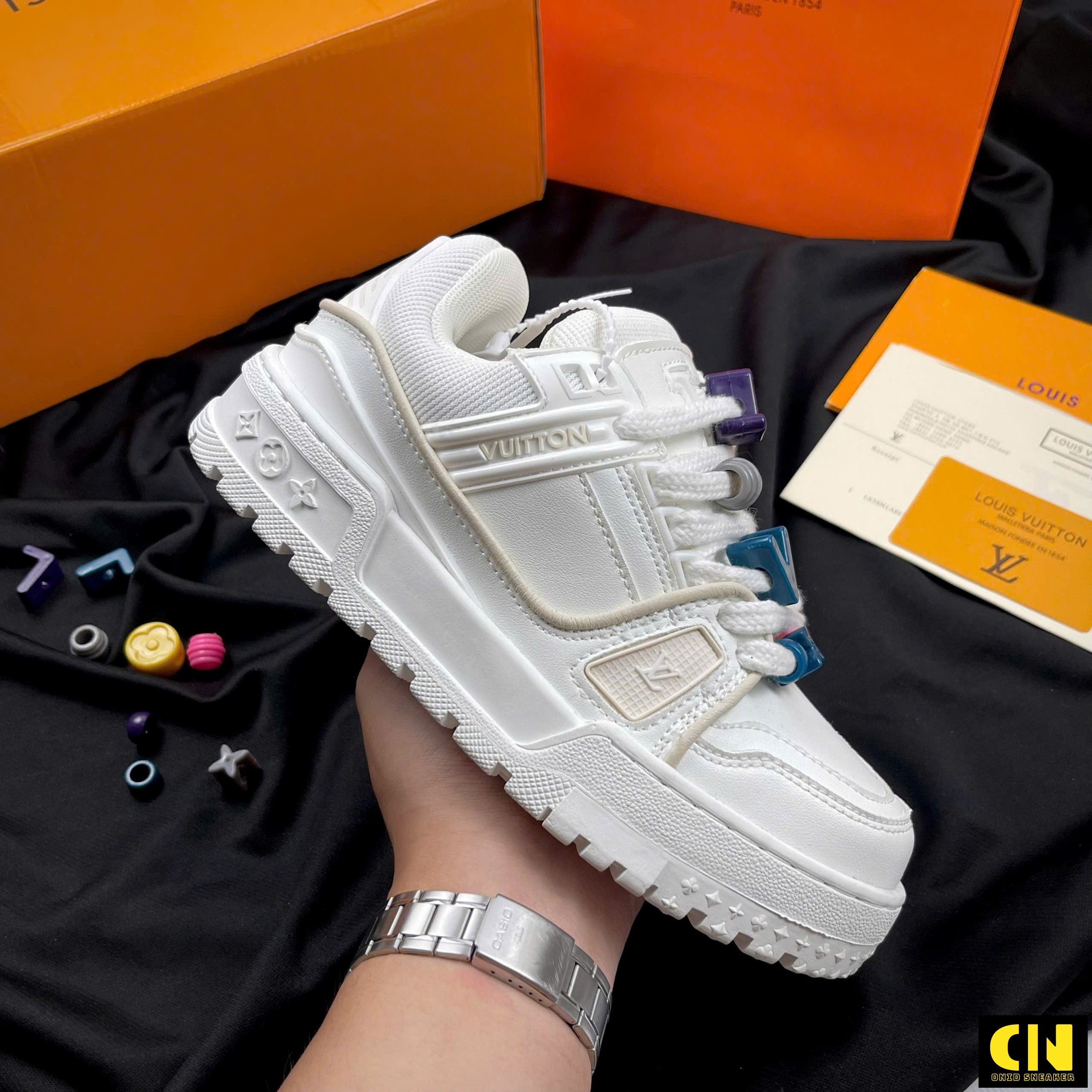 Giày Lv Trainer Maxi White Cream Trắng Kem Giày LV Trainer Maxi White Cream Trắng Kem