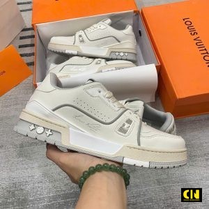Giay Louis Vuitton Lv Trainer Trang Xam Giày Louis Vuitton LV Trainer Trắng Xám