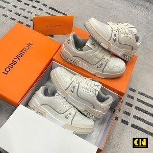 Giay Louis Vuitton Lv Trainer White Leather Giày Louis Vuitton LV Trainer White Leather