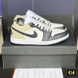 Giay Nike Air Jordan 1 Low Gs White Rattan Den Be Giày Nike Air Jordan 1 Low GS White Rattan Đen Be