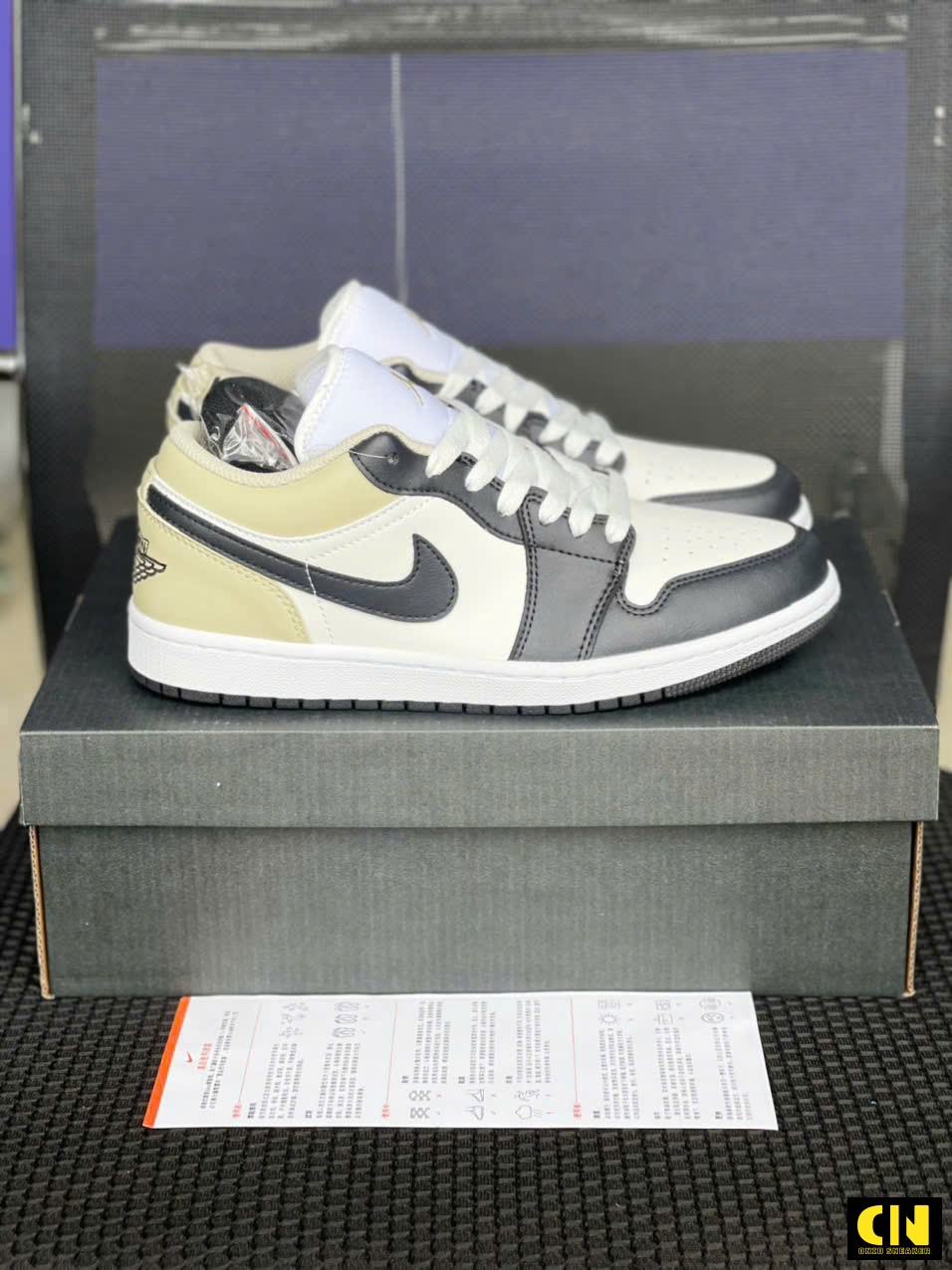 Giày Nike Air Jordan 1 Low Gs White Rattan Đen Be Giày Nike Air Jordan 1 Low GS White Rattan Đen Be