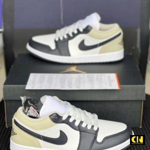Giay Nike Air Jordan 1 Low Gs White Rattan Off Noir Giày Nike Air Jordan 1 Low GS White Rattan Off-Noir