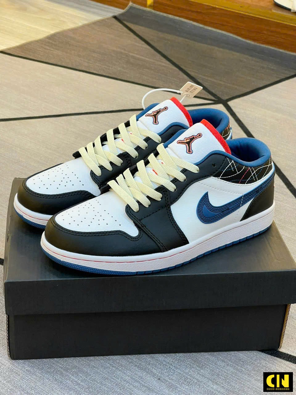 Giày Nike Jordan 1 Low Blue Sashiko Da Mềm Cao Cấp Giày Nike Jordan 1 Low Blue Sashiko Da Mềm Cao Cấp