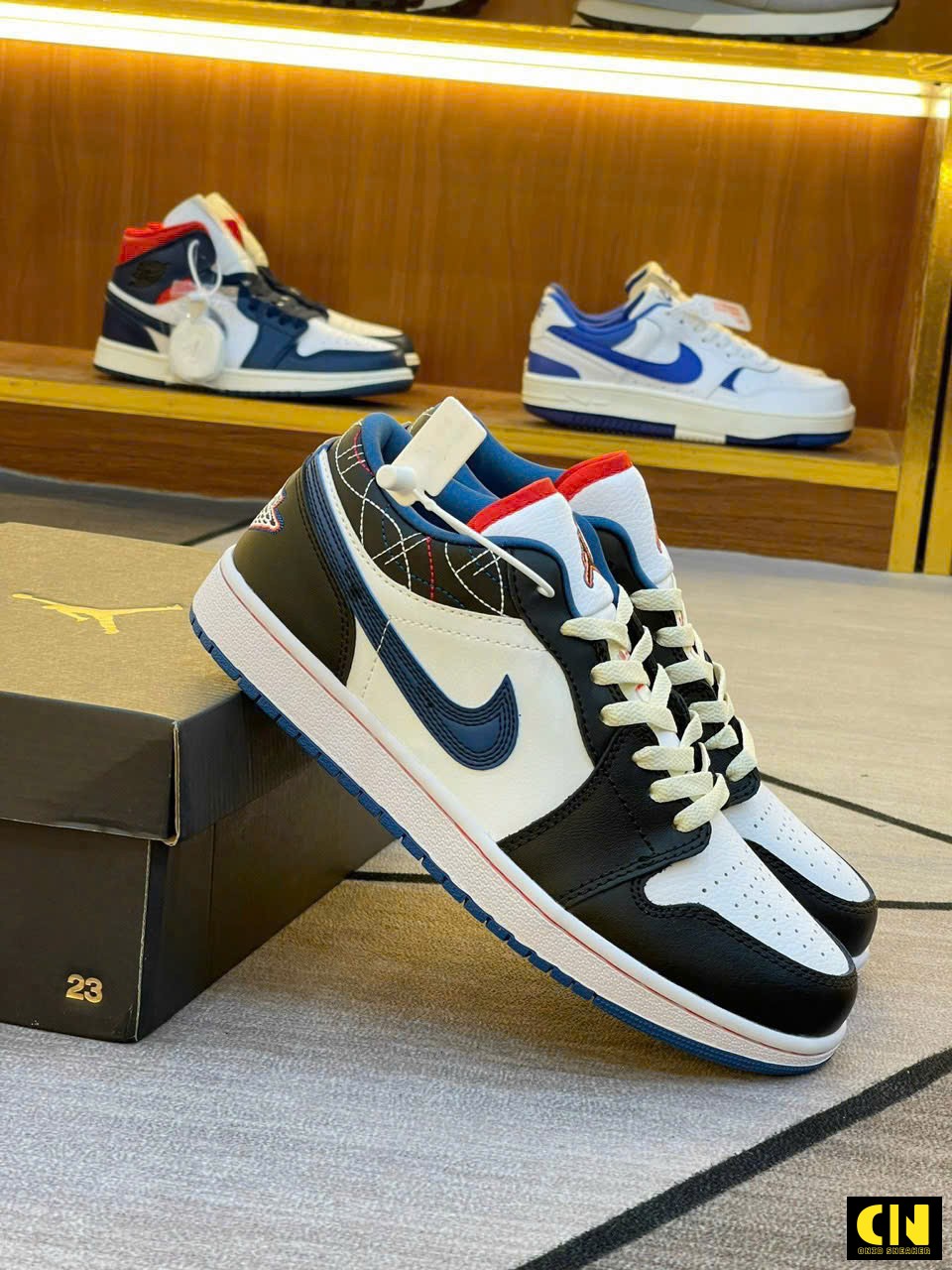 Giày Nike Jordan 1 Low Blue Sashiko Đen Đỏ Giày Nike Jordan 1 Low Blue Sashiko Đen Đỏ