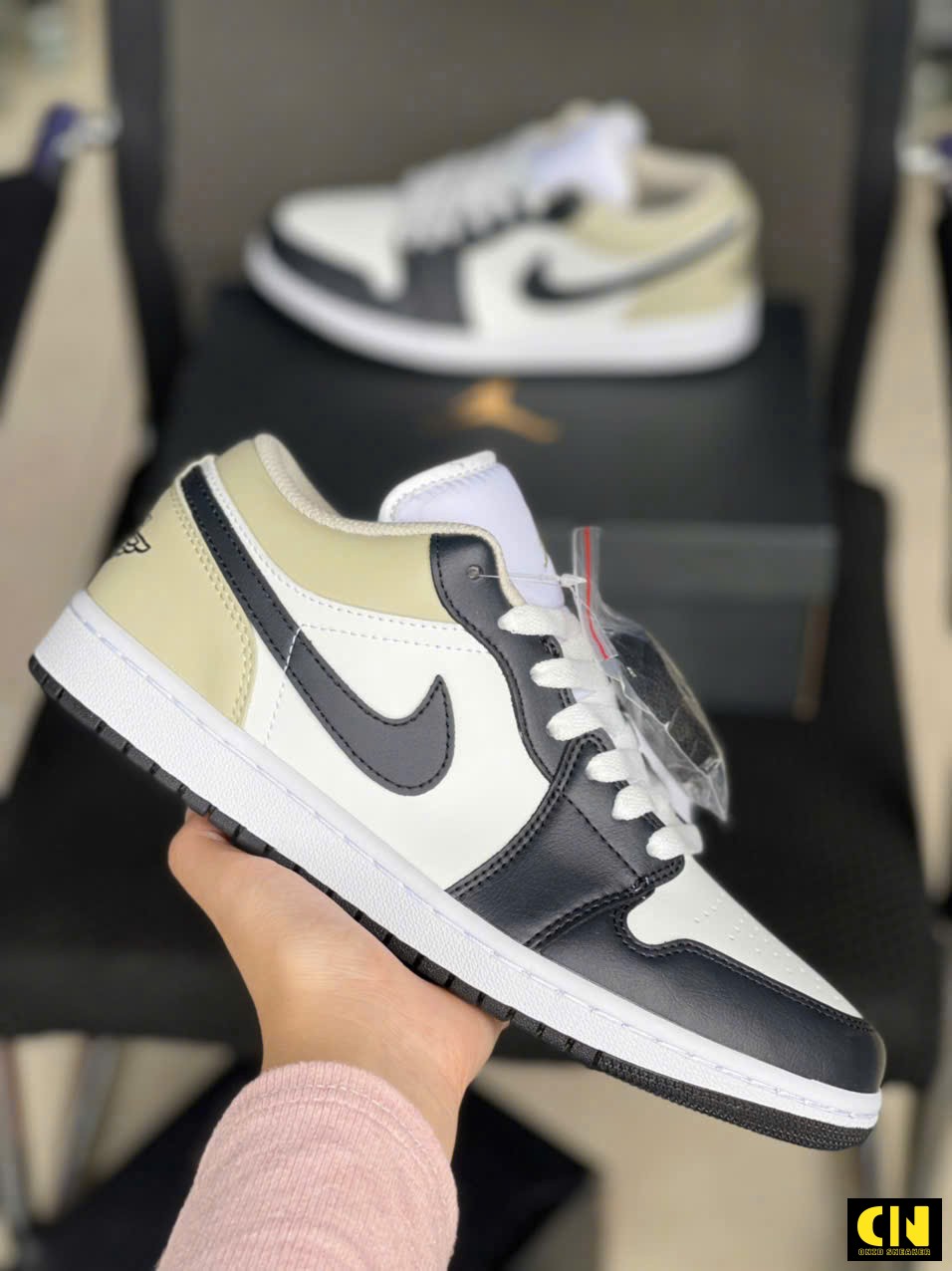Giày Nike Jordan 1 Low Rattan Đen Gót Kem Giày Nike Jordan 1 Low Rattan Đen Gót Kem