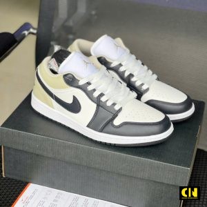 Giay Nike Jordan 1 Low Rattan Trang Den Be Giày Nike Jordan 1 Low Rattan Trắng Đen Be