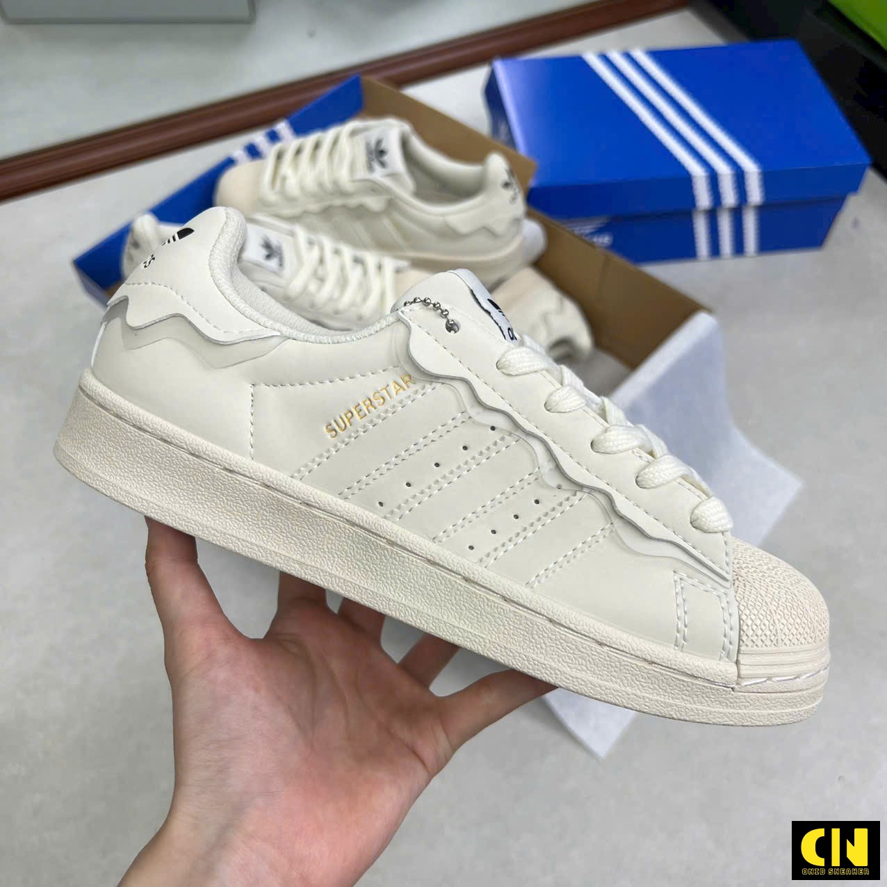 Giày Adidas Originals Superstar Creamy Trắng Kem Giày Adidas Originals Superstar Creamy Trắng Kem