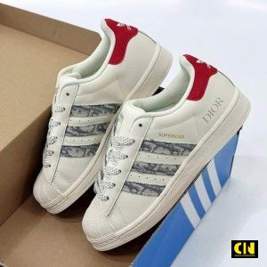Giay Adidas Superstar Dior Trang Xam Do Like Auth Giày Adidas Superstar Dior Trắng Xám Đỏ Like Auth