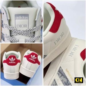 Giay Adidas Superstar Dior White Grey Red Mui So Full Box Giày Adidas Superstar Dior White Grey Red Mũi Sò Full Box