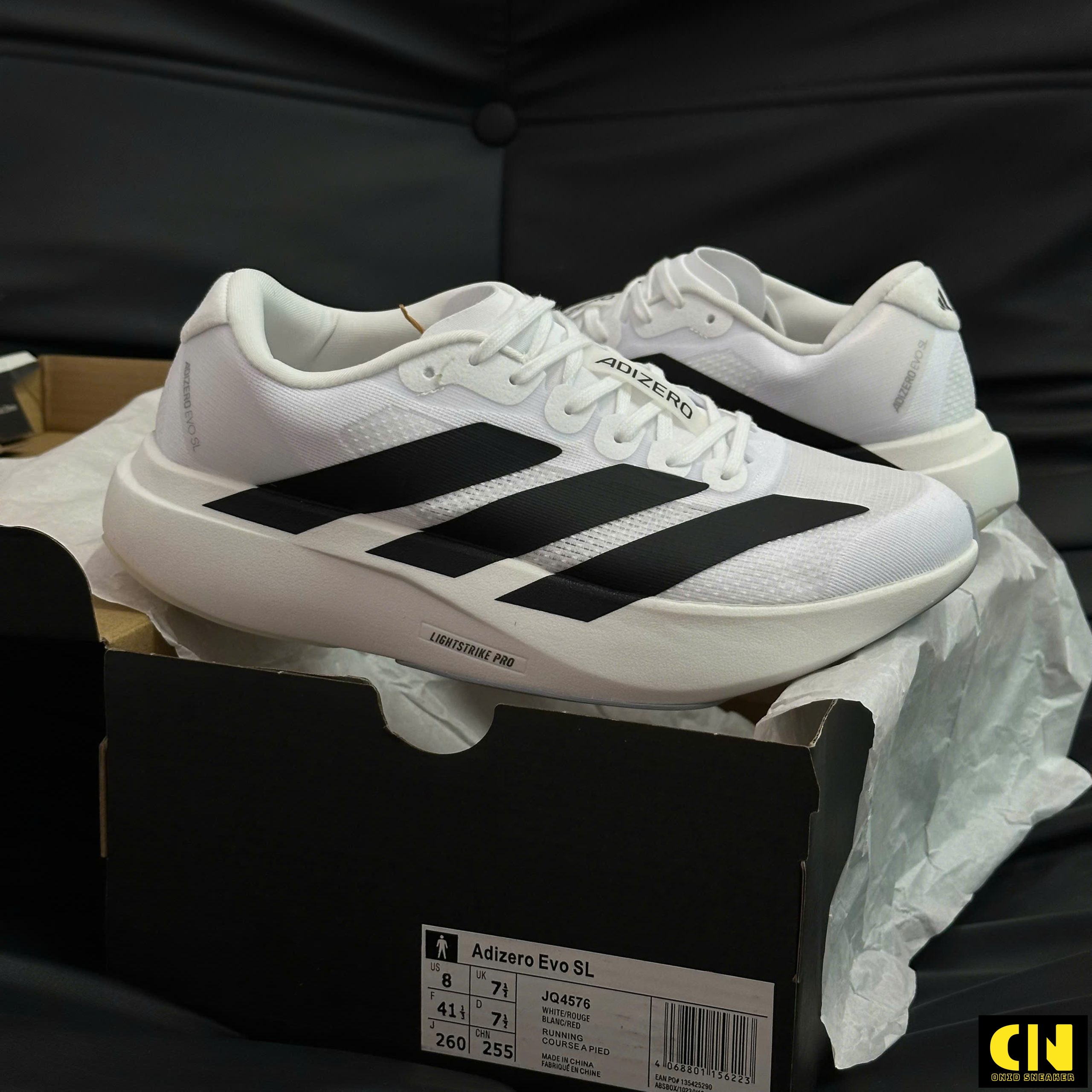Giày Chạy Adizero Evo Sl White Black Like Auth Giày Chạy Adizero Evo SL White Black Like Auth