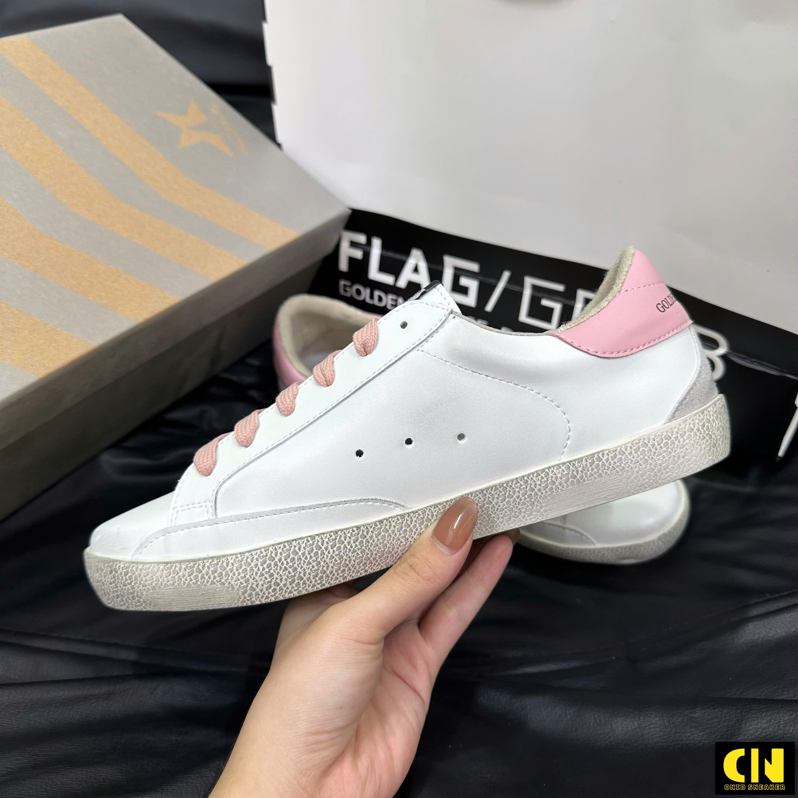 Giày Ggdb Superstar Pink Star Trắng Hồng Giày GGDB Superstar Pink Star Hồng