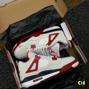 Giay Jordan 4 Brick After Brick Mau Trang Do Giày Jordan 4 Brick After Brick Màu Trắng Đỏ