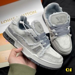 Giay Lv Trainer White Grey Denim Fullbox Giày LV Trainer White Grey Denim Fullbox