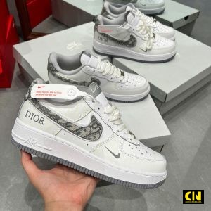 Giay Nike Af1 Dior Trang Xam Hoa Tiet Monogram Giày Nike AF1 Dior Trắng Xám Họa Tiết Monogram