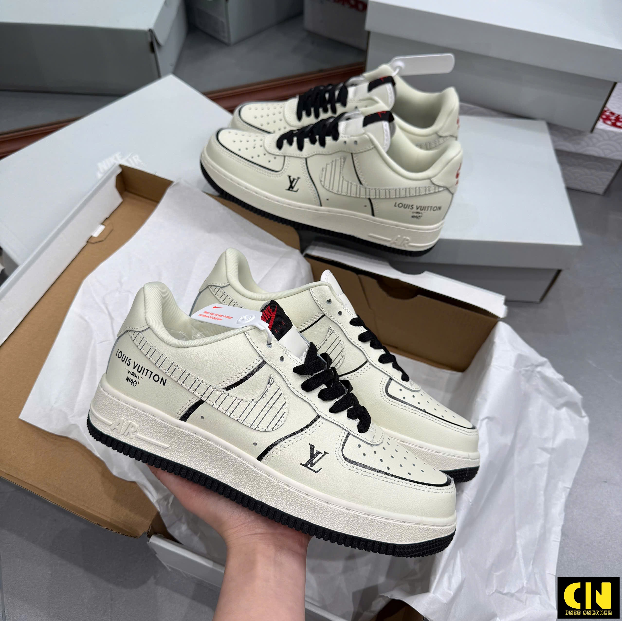 Giày Nike Af1 Lv Beige Black Trắng Kem Đen Giày Nike AF1 LV Beige Black Trắng Kem Đen
