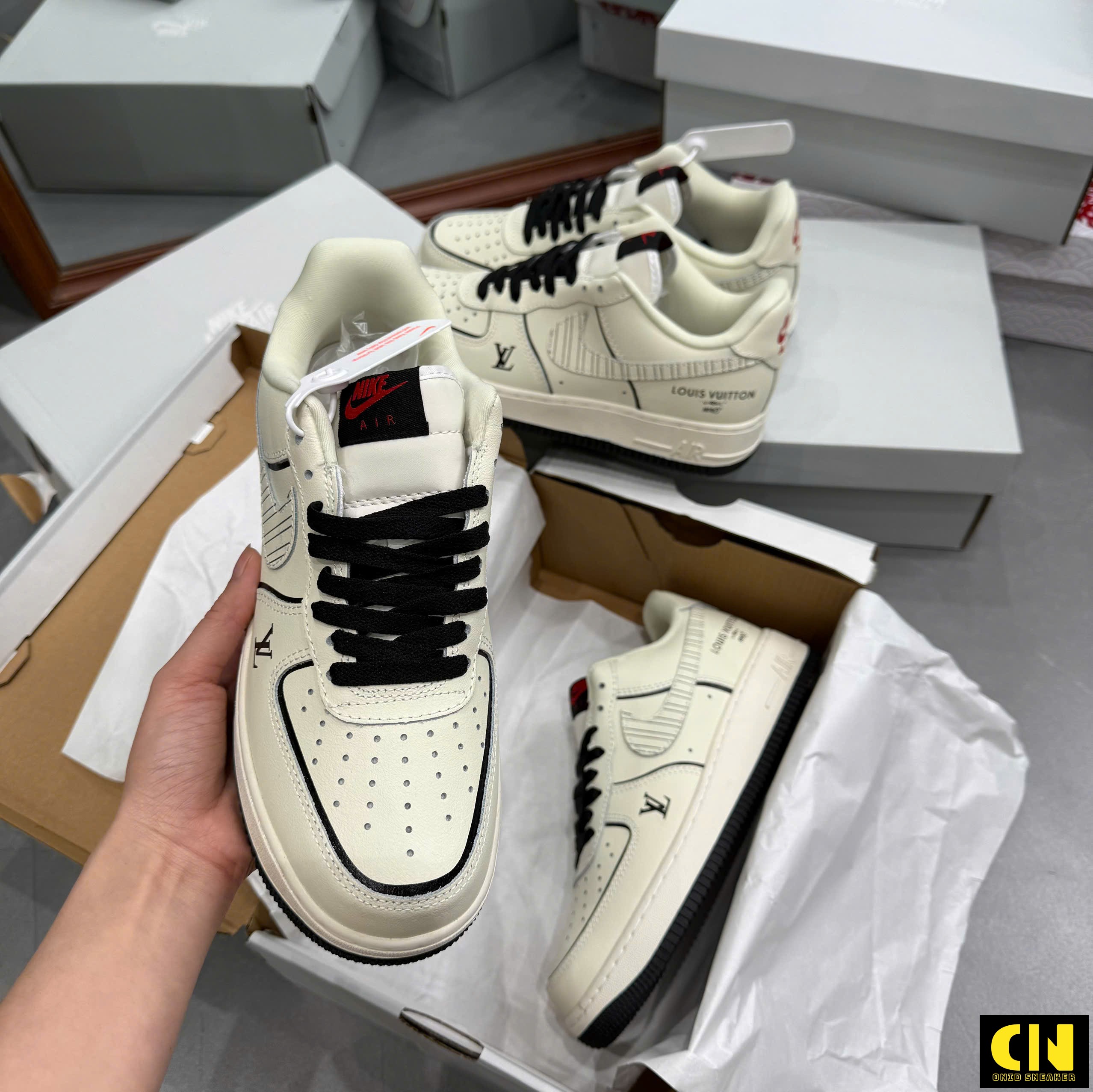 Giày Nike Air Force 1 Lv Trắng Kem Onid Sneaker Giày Nike Air Force 1 LV Trắng Kem Onid Sneaker