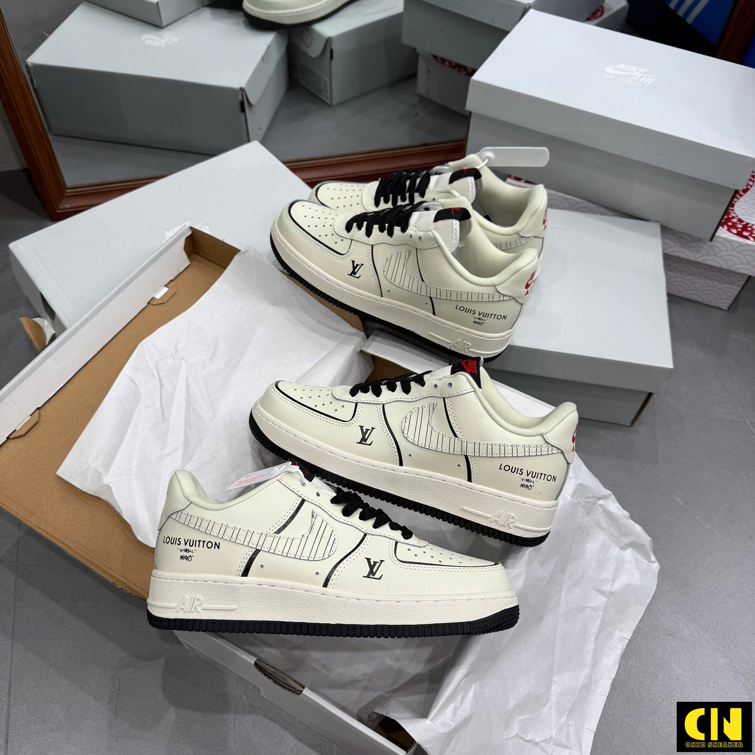 Giày Nike Air Force 1 Low Louis Vuitton Beige Black Giày Nike Air Force 1 Low Louis Vuitton Beige Black