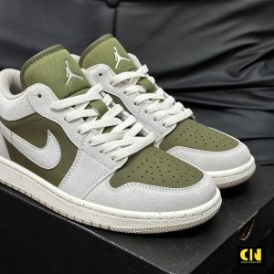 Giay Nike Air Jordan 1 Low Se Medium Trang Xanh Olive Giày Nike Air Jordan 1 Low SE Medium Trắng Xanh Olive