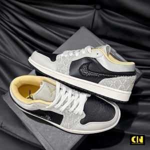 Giay Nike Jordan 1 Low Beaded Swoosh Den Xam Co Thap Giày Nike Jordan 1 Low Beaded Swoosh Đen Xám Cổ Thấp