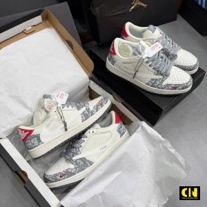 Giay Nike Jordan 1 Low Travis Scott Dior Mau Xam Do Giày Nike Jordan 1 Low Travis Scott Dior Màu Xám Đỏ