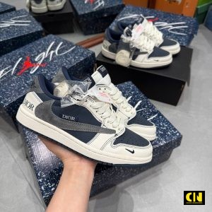 Giay Nike Jordan 1 Low Travis Scott Dior Mau Xanh Navy Xam Giày Nike Jordan 1 Low Travis Scott Dior Màu Xanh Navy Xám