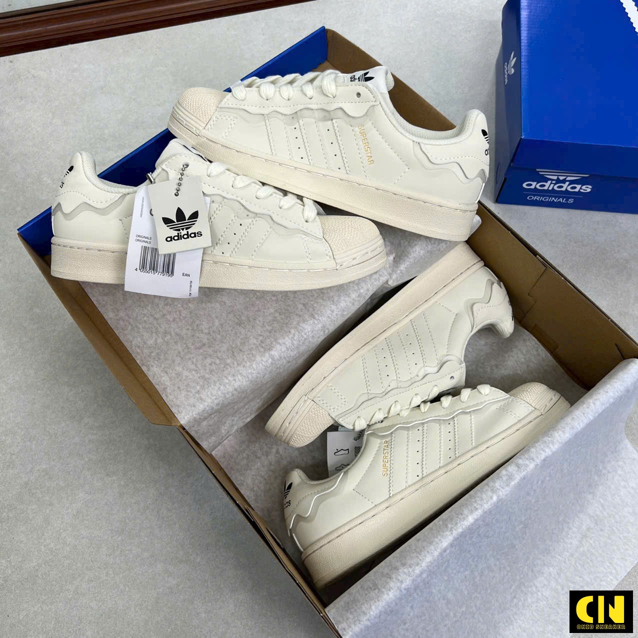 Giày Sneaker Adidas Superstar Kem Sữa Full Box Giày Sneaker Adidas Superstar Kem Sữa Full Box