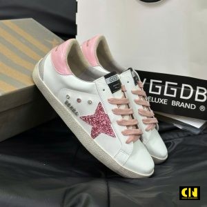 Giay Sneaker Ggdb Superstar Mau Trang Phoi Got Hong Giày Sneaker GGDB Superstar Màu Trắng Phối Gót Hồng