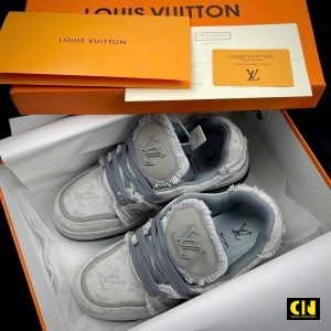Giay The Thao Lv Trainer White Grey Monogram Denim Giày Thể Thao LV Trainer White Grey Monogram Denim
