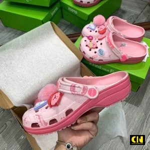 Dep Crocs Classic Loopy Pink Tang Kem Jibbitz Xinh Dép Crocs Classic Loopy Pink Tặng Kèm Jibbitz Xinh