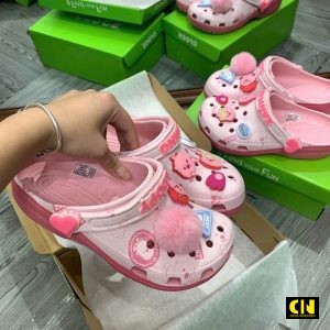 Dep Crocs Loopy Pink Full Box Kem Charm Dép Crocs Loopy Pink Full Box Kèm Charm