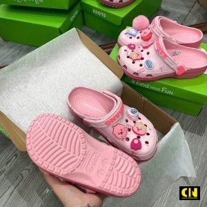 Dep Crocs Loopy Pink Mau Hong Trang Dép Crocs Loopy Pink Màu Hồng Trắng