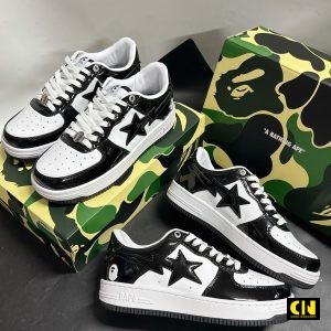 Giay Bape A Bathing Ape Sta Black White Fulbox Giày Bape A Bathing Ape Sta Black White Fulbox