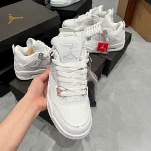 Giay Jordan 4 Pure Money White Silver Giày Jordan 4 Pure Money White Silver