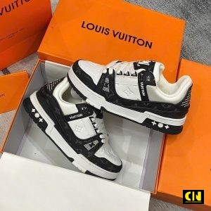 Giay Lv Trainer Black White Monogram Denim Cao Cap Giày LV Trainer Black White Monogram Denim Cao Cấp