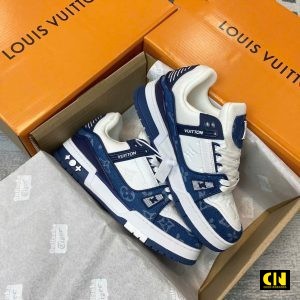 Giày LV Trainer Blue Denim Monogram Xanh Trắng