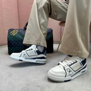 Giay Lv Trainer Mau Trang Xanh Giày LV Trainer Màu Trắng Xanh