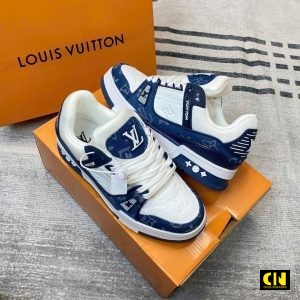 Giay Lv Trainer Monogram Denim Blue Giày LV Trainer Monogram Denim Blue