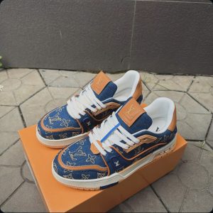 Giay Lv Trainer Vai Denim Theu Monogram Giày LV Trainer Vải Denim Thêu Monogram