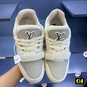 Giay Louis Vuitton Lv Trainer Cream Gray Full Box Giày Louis Vuitton LV Trainer Cream Gray Full Box