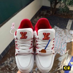 Giay Louis Vuitton Lv Trainer Mau Trang Do Cao Cap Giày Louis Vuitton LV Trainer Màu Trắng Đỏ Cao Cấp