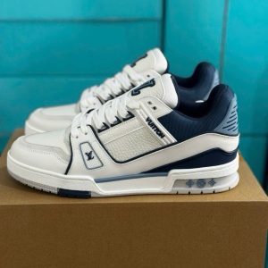 Giay Louis Vuitton Lv Trainer Mau Trang Xanh Giày Louis Vuitton LV Trainer Màu Trắng Xanh