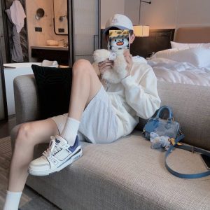 Giay Louis Vuitton Lv Trainer Mau Xanh Giày Louis Vuitton LV Trainer Màu Xanh