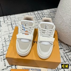 Giay Louis Vuitton Lv Trainer Monogram Trang Kem Giày Louis Vuitton LV Trainer Monogram Trắng Kem