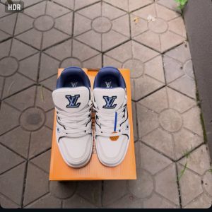Giay Louis Vuitton Lv Trainer White Blue Denim Giày Louis Vuitton LV Trainer White Blue Denim