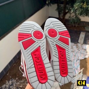 Giay Louis Vuitton Lv Trainer White Red Gray Giày Louis Vuitton LV Trainer White Red Gray