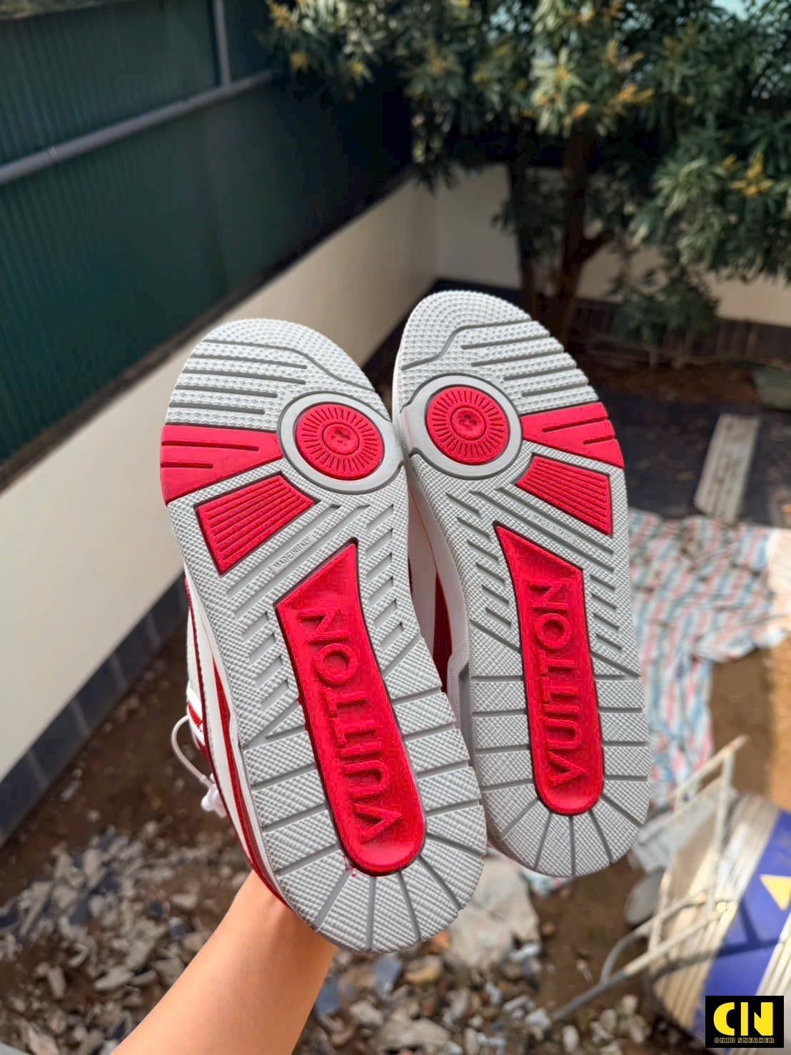 Giày Louis Vuitton Lv Trainer White Red Gray Giày Louis Vuitton LV Trainer White Red Gray
