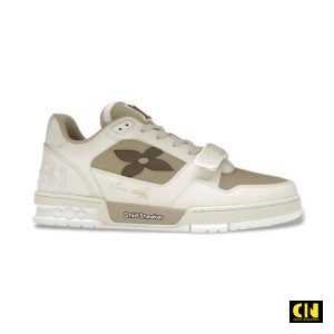 Giay Louis Vuitton Lv Trainermonogram Flower Beige Fullbox Giày Louis Vuitton LV TrainerMonogram Flower Beige Fullbox