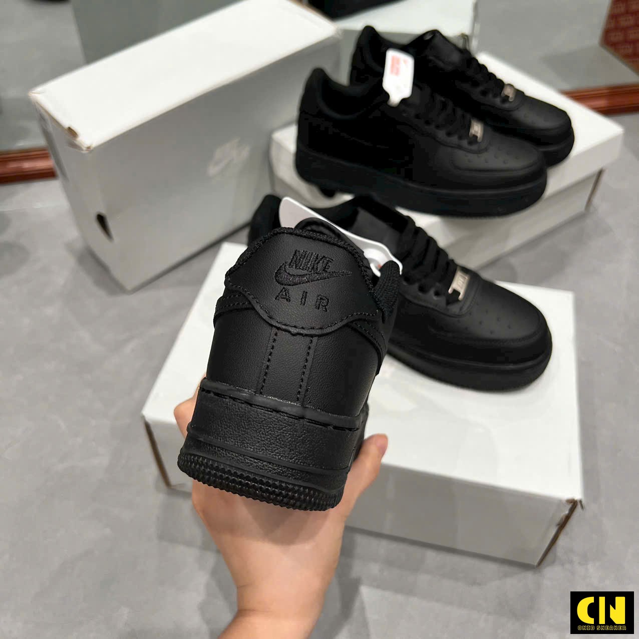 Giày Nike Air Force 1 Low Gs Black Full Box Màu Đen Giày Nike Air Force 1 Low GS Black Full Box Màu Đen